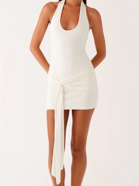 Peppermayo Dresses & Skirts - Peppermayo White Mini Dress with Side Drape